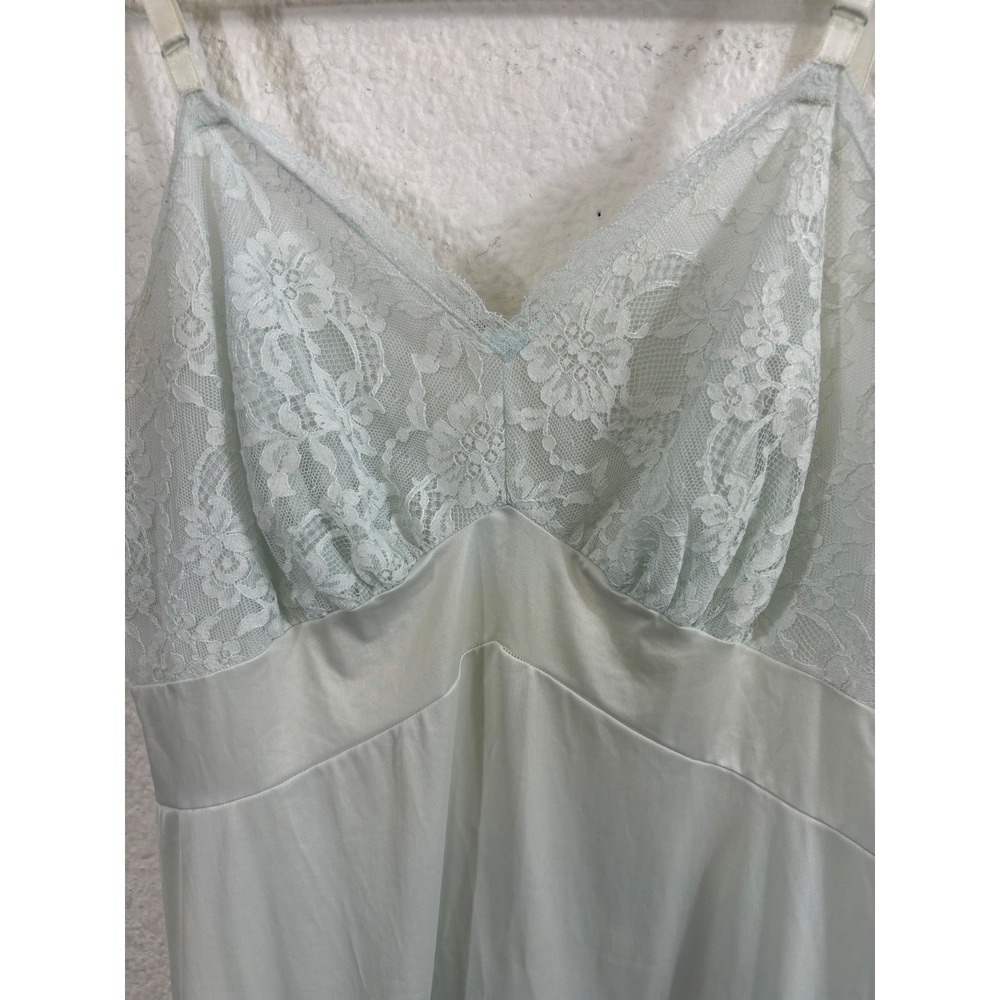 Vintage Tricot All Nylon Blue Lace Lingerie Slip Dress Size 34 S - Picture 3 of 10